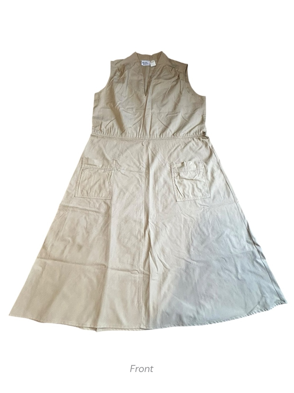 Vintage Murray Meisner Khaki Utility Midi Dress Made in USA Safari A-Line - Picture 12 of 14
